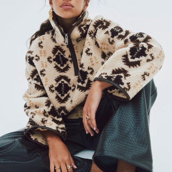 HALF ZIP TEDDY FLEECE JACKET - Picture 4 of 6